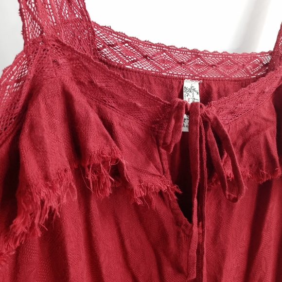 Free People Intimately Dark Red Tiered Camisole - Picture 3 of 9